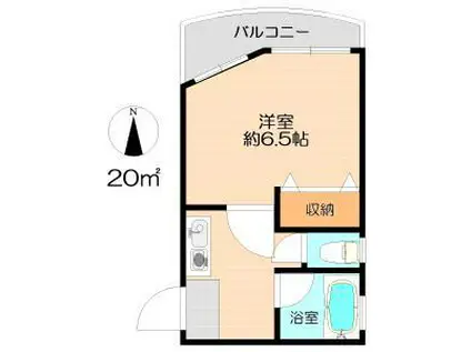 テレサイト植田1990(1K/2階)の間取り写真