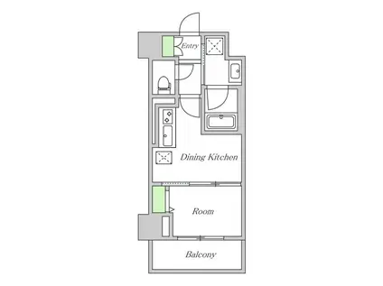 セルン新町(1DK/11階)の間取り写真