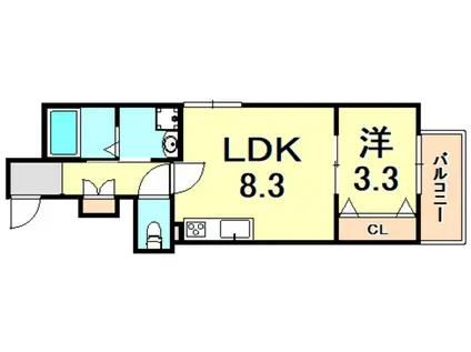リミナ元町山手(1LDK/2階)の間取り写真