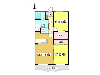 ファースト ブリッジ上青山(2LDK/3階)の間取り写真