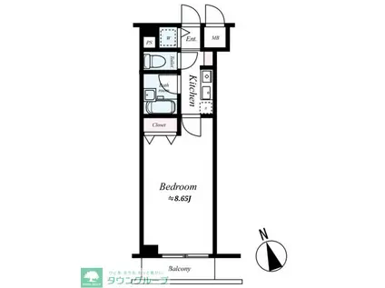 シティガーデン門前仲町(1K/4階)の間取り写真