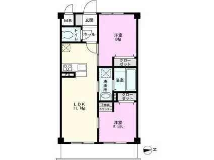 クラウンマンション(2LDK/2階)の間取り写真