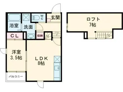 ステーブル佐賀(1LDK/1階)の間取り写真