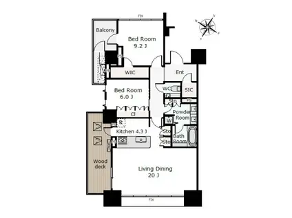 プラウド大阪城(2LDK/10階)の間取り写真