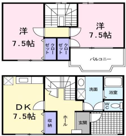 フィールドビーチⅠ(2DK/1階)の間取り写真