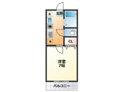 ヴィラ エスポワールII(1K/2階)の間取り写真