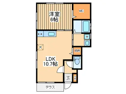 ブラッサム(1LDK/1階)の間取り写真
