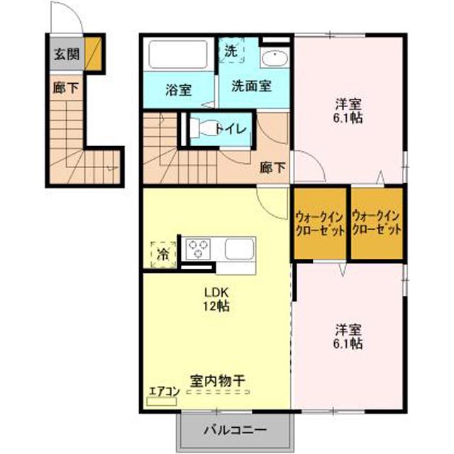 カーサ ソレイユ(2LDK/2階)の間取り写真