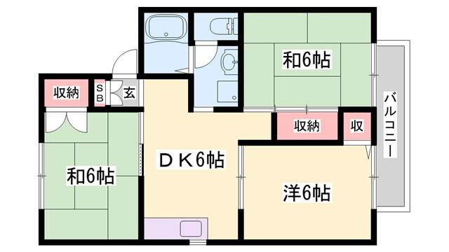 第一ハイネス(3DK/2階)の間取り写真