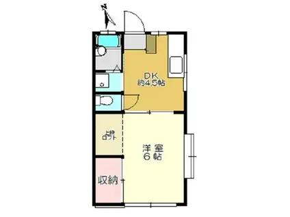 チェリーハイツA(1DK/2階)の間取り写真