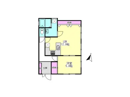 ヒカリハイツ(1LDK/1階)の間取り写真