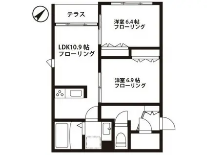 シャーメゾンムクロジプリミエ(2LDK/1階)の間取り写真