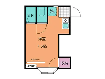 ハイコーポ(ワンルーム/2階)の間取り写真