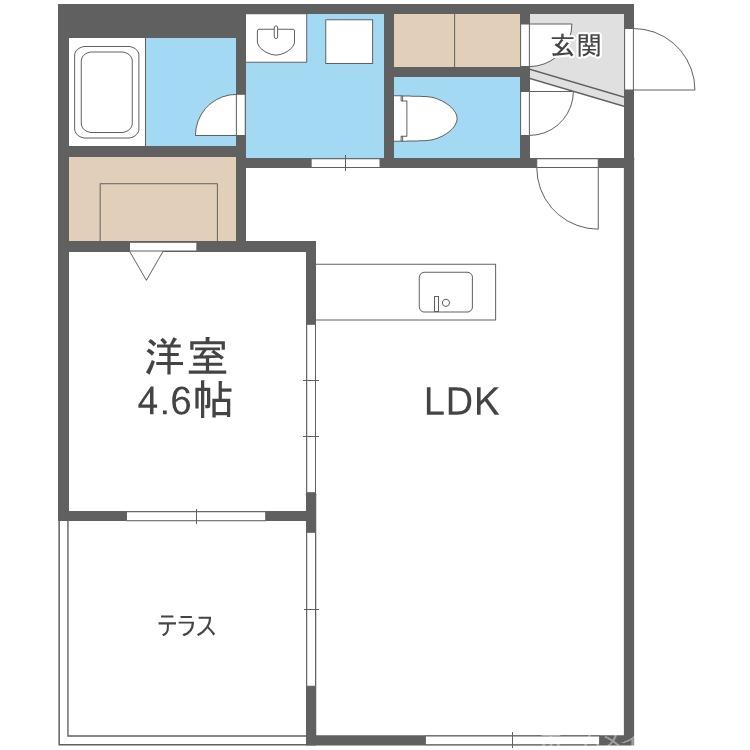 カレラ学園前(1LDK/1階)の間取り写真