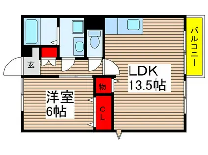 ガーデンプレイスⅠ(1LDK/1階)の間取り写真