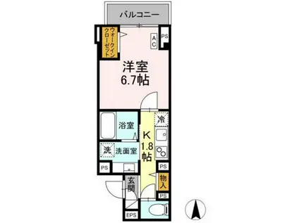 SKEY RESIDENCE井田中ノ町(1K/3階)の間取り写真