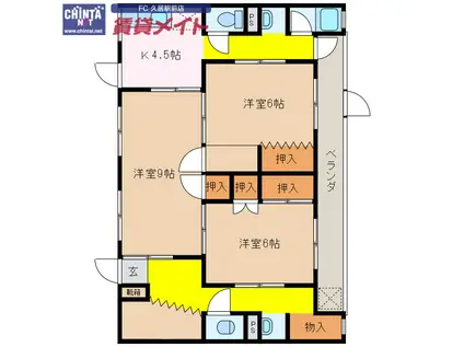 白山ハイツ(3DK/1階)の間取り写真