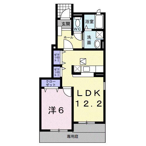 ハピネス・ブルック I(1LDK/1階)の間取り写真