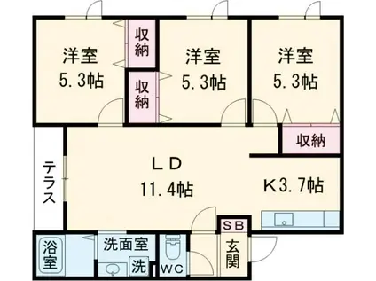 コーポ昴III(3LDK/2階)の間取り写真