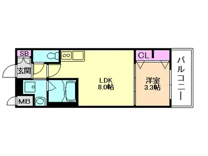 スプランディット中之島DUE(1LDK/10階)の間取り写真