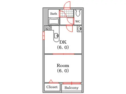 デイズハイツ夕陽丘(1DK/5階)の間取り写真