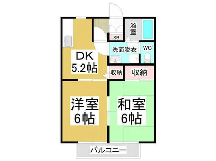 セゾンプリマベーラ(2DK/1階)の間取り写真