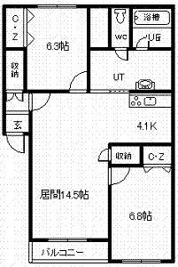 グランデ24(2LDK/3階)の間取り写真