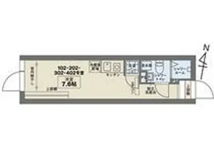 COCOFLAT KITA-SENJU サウス(ワンルーム/1階)の間取り写真