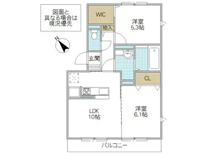 ライトパレスうずら野(2LDK/1階)の間取り写真
