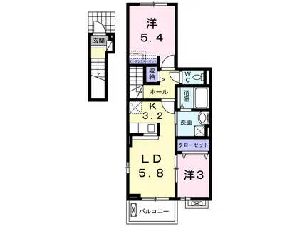 ジェントリーT.M.YIII(2LDK/3階)の間取り写真