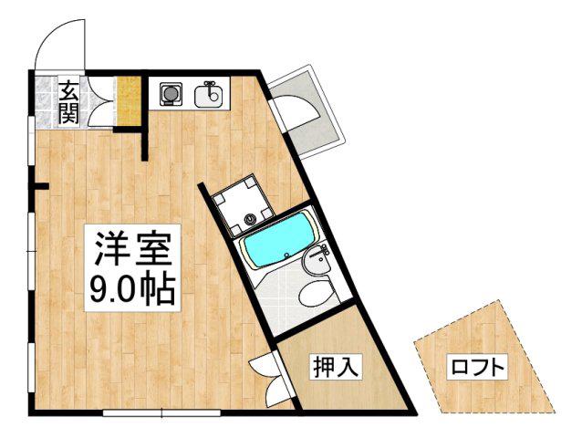 PUPAビル(ワンルーム/3階)の間取り写真