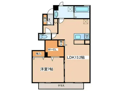 RESIDENCE YUNA(1LDK/1階)の間取り写真