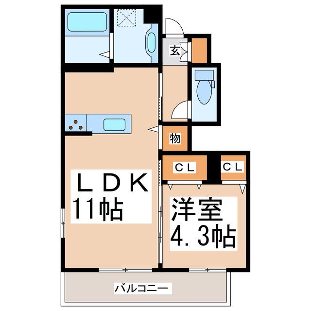 D-ROOM須屋(1LDK/1階)の間取り写真