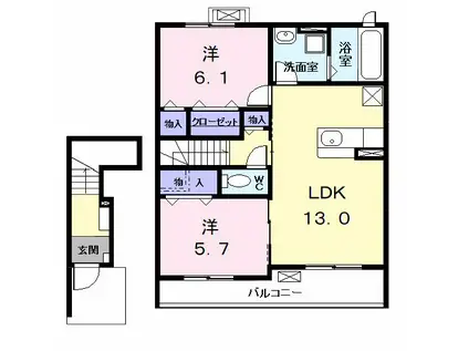 LE REVE(2LDK/2階)の間取り写真