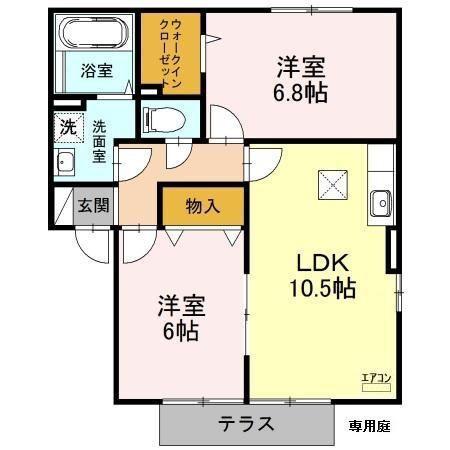スクエアガーデンB(2LDK/1階)の間取り写真