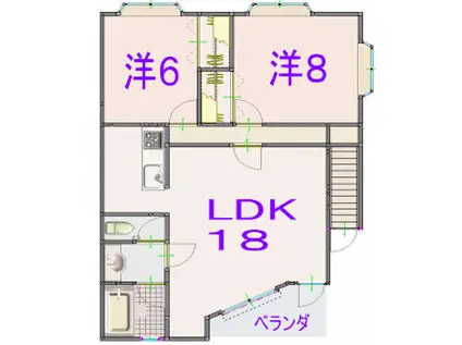 グランデージュ ハーモニーB棟(2LDK/1階)の間取り写真