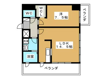 キャピタルノア日野(1LDK/5階)の間取り写真