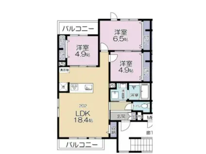 カンパーナオオタカノモリ(3LDK/2階)の間取り写真