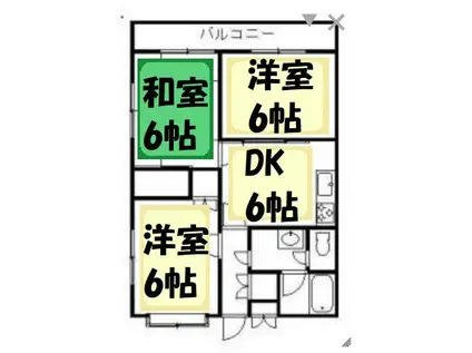 ベルシェ弐番館(3DK/3階)の間取り写真