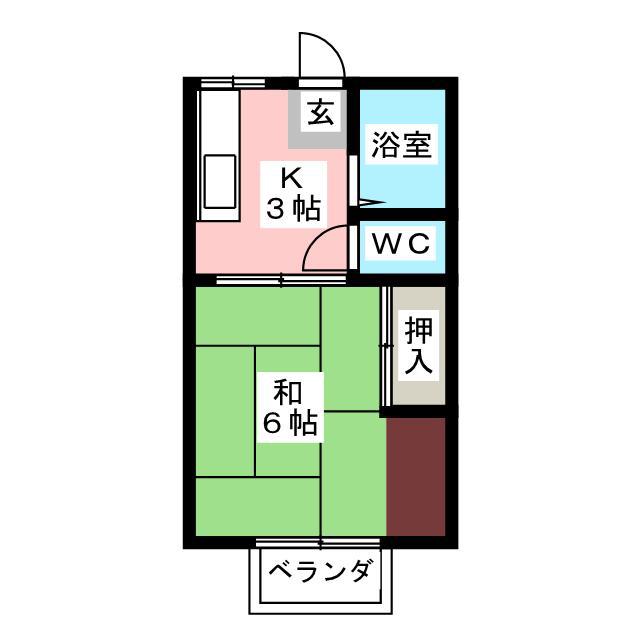 パナハイツ木呂(1K/1階)の間取り写真