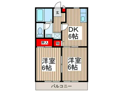 REIハイツ(2DK/1階)の間取り写真