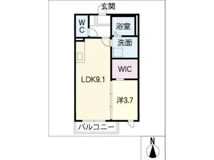 ボヌール(1LDK/2階)の間取り写真