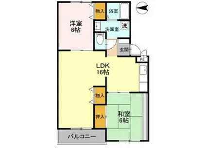 竹城台ハイツE棟(2LDK/3階)の間取り写真