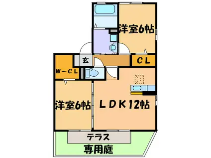 プリマクレール(2LDK/1階)の間取り写真