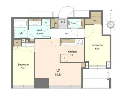 大崎ステーションレジデンス(2LDK/30階)の間取り写真