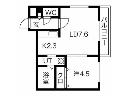 ランドヒルズ(1LDK/4階)の間取り写真