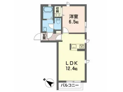 コンフォート櫂(1LDK/1階)の間取り写真
