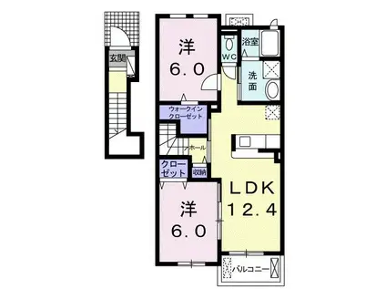 アクティフE(2LDK/2階)の間取り写真