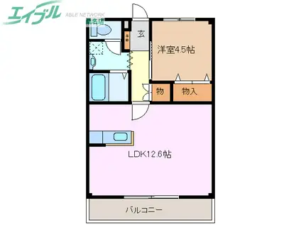 コーキア矢田(1LDK/2階)の間取り写真