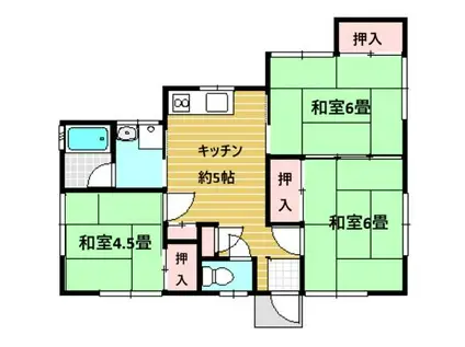 コーポK&H(3DK/2階)の間取り写真